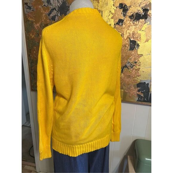 Parker of Vienna Vintage Men’s Preppy Gold V-neck Acrylic Pullover Sweater L - Picture 5 of 8